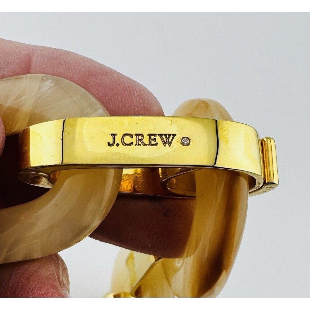 J Crew Chunky Necklace Gold Tone Tortoiseshell Butterscotch  Acrylic Chain 20” - Picture 2 of 4